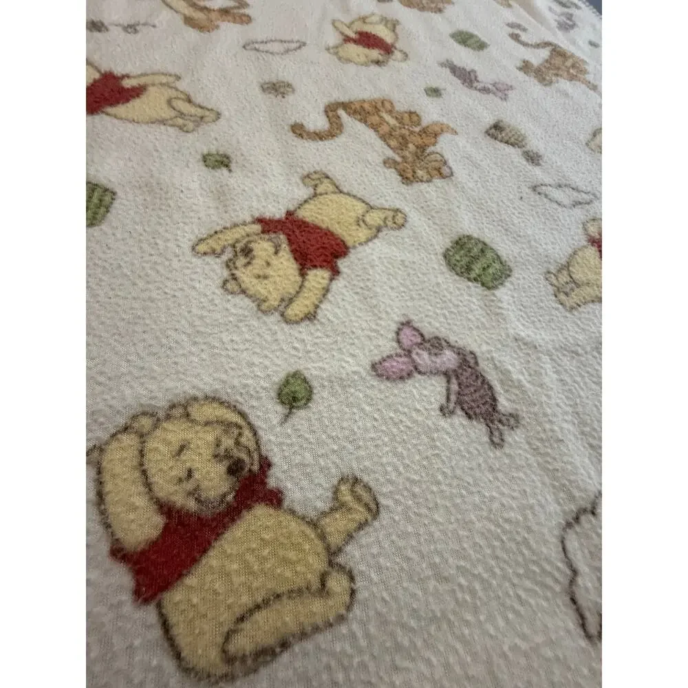 Disney Winnie The Pooh Tigger Piglet Fleece Baby Receiving Blanket Vintage 39x46
